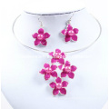 Lovely Five Flower, Pink Enamel, attraktive Lady Halskette Set (XJW12601)